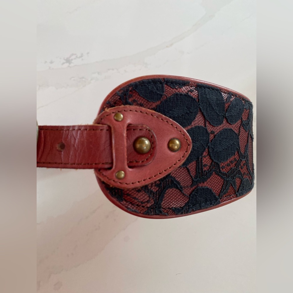 Anthropologie Lace Over Leather Belt - Picture 2 of 10